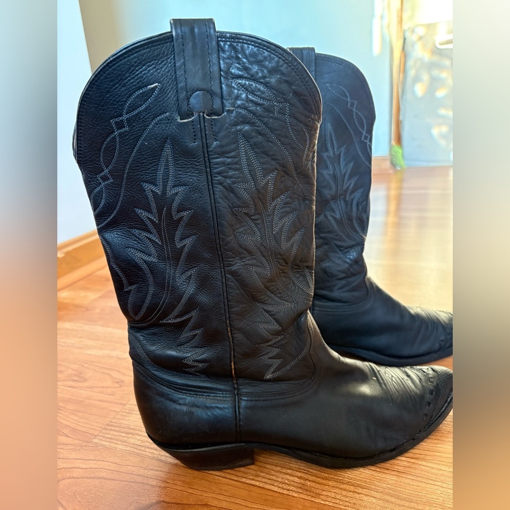 Nocona Cowboy Boots Black Leather Western Rodeo Style Men's Size 10.5 D